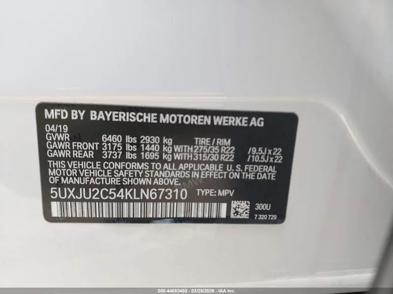 2019 BMW X5 Lot #44683488 thumbnail 9