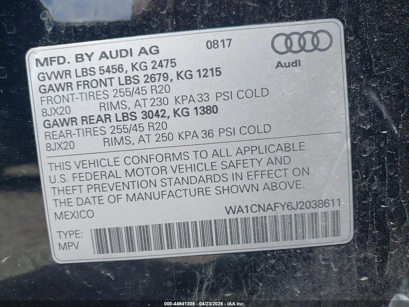 2018 AUDI Q5 Lot #44941305 thumbnail 9