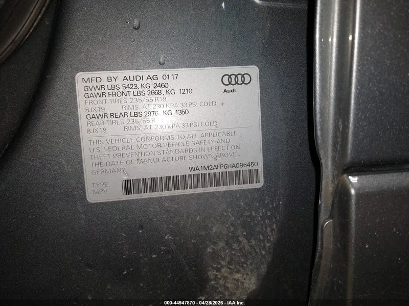 2017 AUDI Q5 Lot #44947870 thumbnail 9