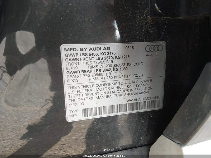 2018 AUDI Q5 Lot #44979053 thumbnail 9