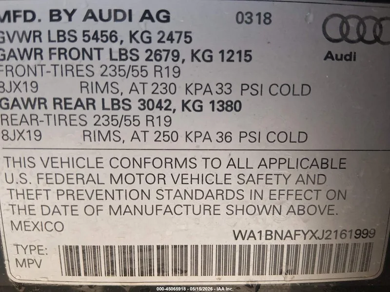 2018 AUDI Q5 Lot #45065918 thumbnail 9