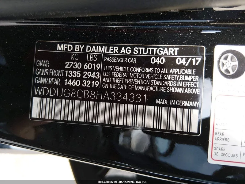 2017 MERCEDES-BENZ S 550 Lot #45088729 thumbnail 9