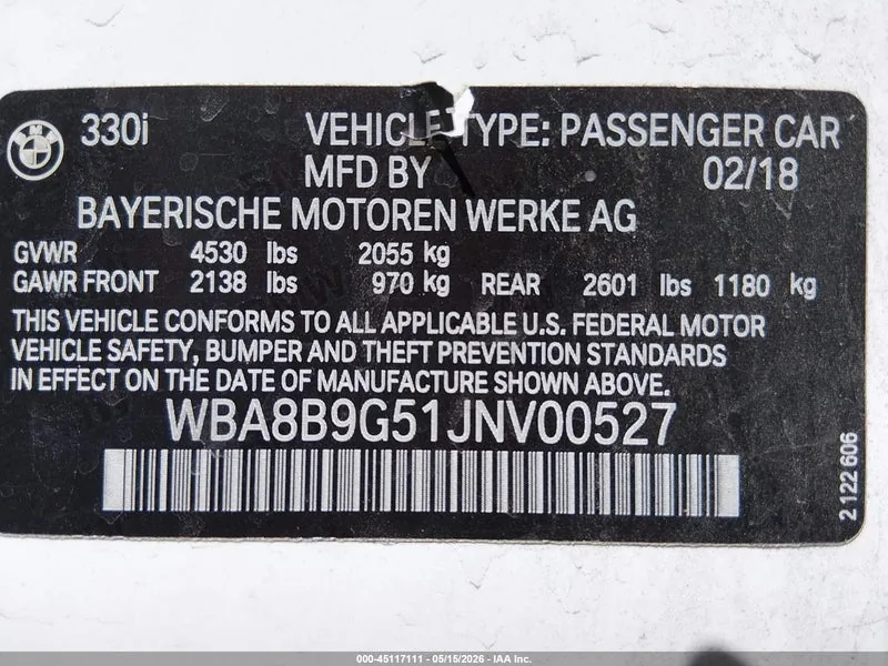 2018 BMW 330I Lot #45117111 thumbnail 9