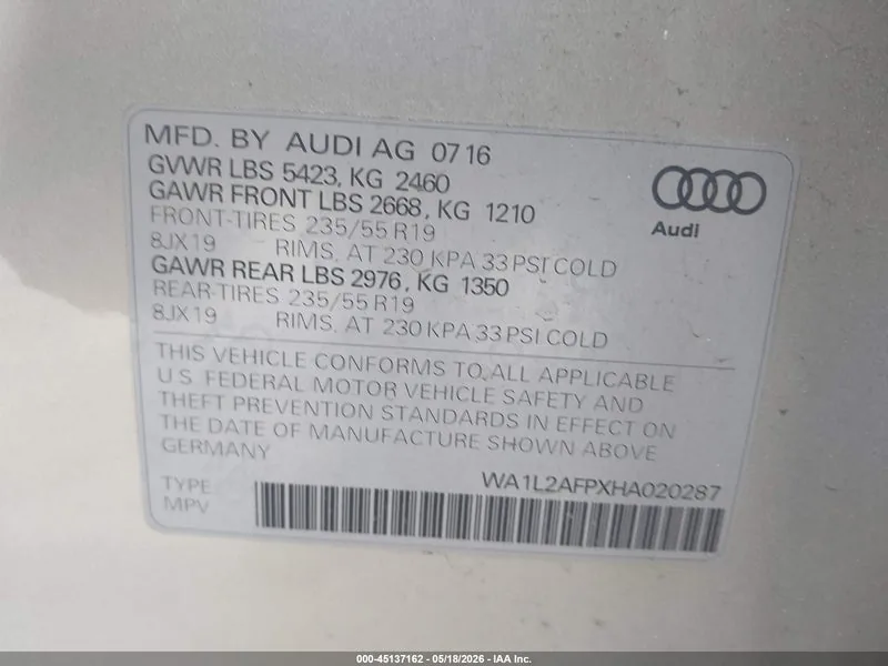 2017 AUDI Q5 Lot #45137162 thumbnail 9