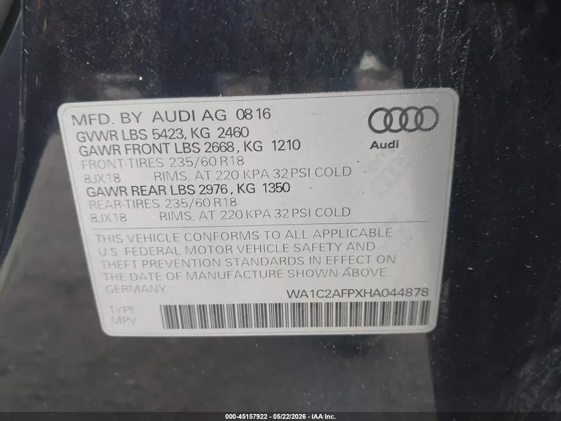 2017 AUDI Q5 Lot #45157922 thumbnail 9