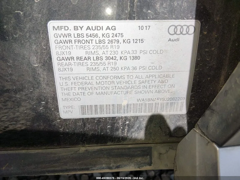 2018 AUDI Q5 Lot #45398375 thumbnail 9